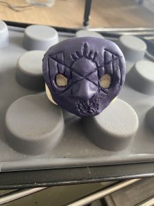 final baked head for a custom Sleep Token figurine