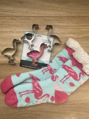 Flamingo (Jerry) socks and cookie cutters