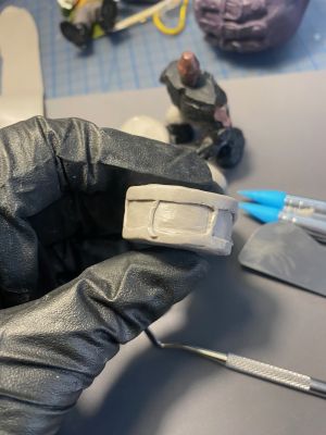 covering foil drum forms with clay for custom Sleep Token figurine