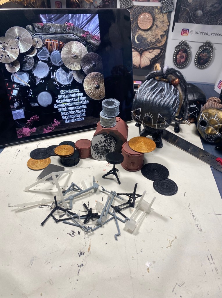 mapping out ii's drum kit cymbal layout with 3d printed components